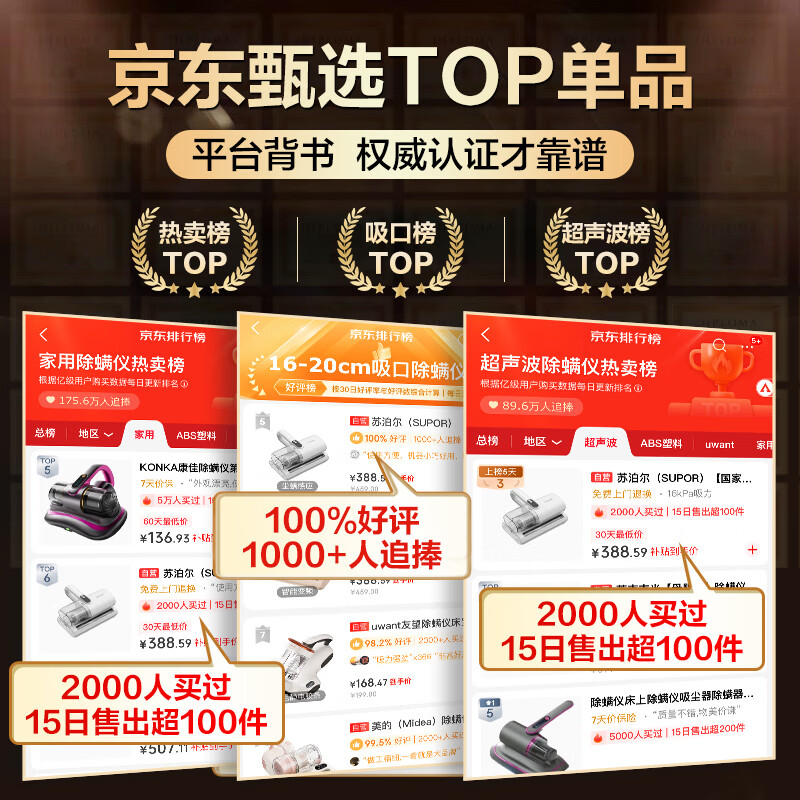 SUPOR wireless mite remover 18kpa high suction home lightweight bed baby mother and baby grade allergen removal ultrasonic ultraviolet sterilization and mite removal vacuum all-in-one machine TT8X New Year gift