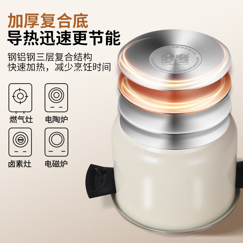Shuangxi pressure cooker 304 stainless steel gas induction cooker universal explosion-proof pressure cooker one-hand opening and closing 22cm/6L pearl white