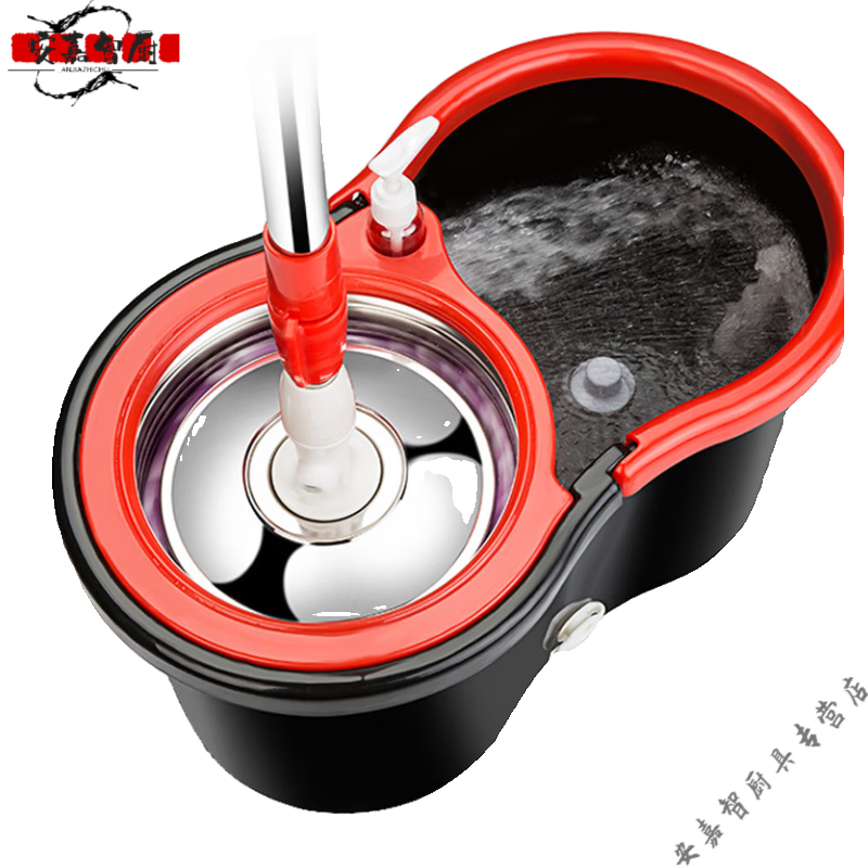 Japan imported high-quality mop for home use, one-mop, hand-wash-free 2025 with bucket David Rotary Lazy Mop God Khaki (enhanced and thickened version) collection = 3 pieces x metal basket x reinforced rod + stainless steel plate