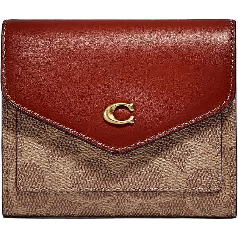 COACH Women's Wallet Wyn Colorblock Signature Canvas Small Leather Snap Flip Fashion Daily Card Holder 11971002 Black Classic os