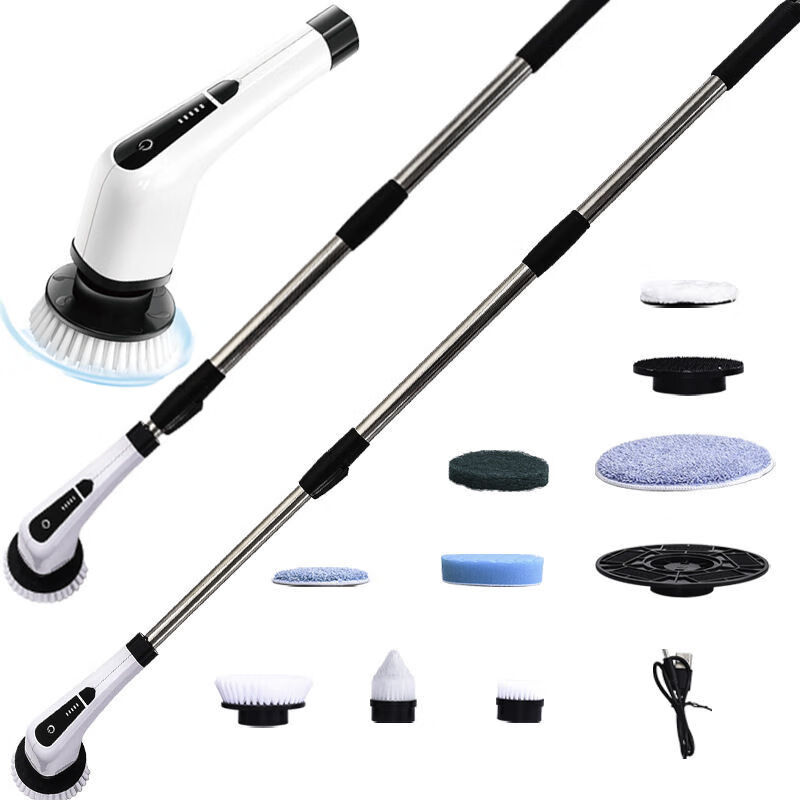 Electric Cleaning Brush Multifunctional Wireless Home Long Handle Retractable Bathroom Floor Brush Lazy Mop Long Cordless Electric Brush (Free 7 Brush Heads)
