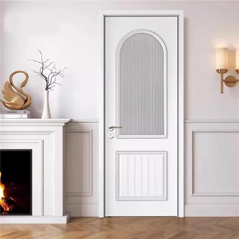 Solid wood door bedroom door French cream style painted door solid wood composite white room door silent suit door customization solid wood composite painted door 3