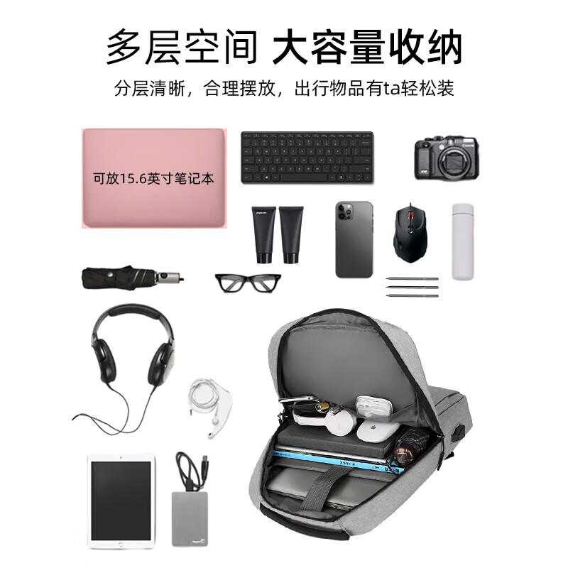 Right Away computer bag men's shoulder notebook 16-inch backpack simple business men's travel ultra-light commuter school bag