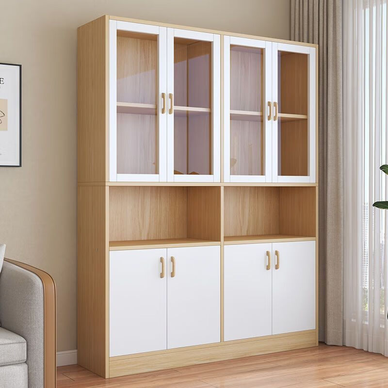 Yuelaiju File Cabinet Office Storage Cabinet Information Cabinet Locker Employee File Cabinet Storage Bookcase Office Cabinet Picture 2 Pastoral Oak Color丨Two Doors 60*24*180 Damaged Reissue