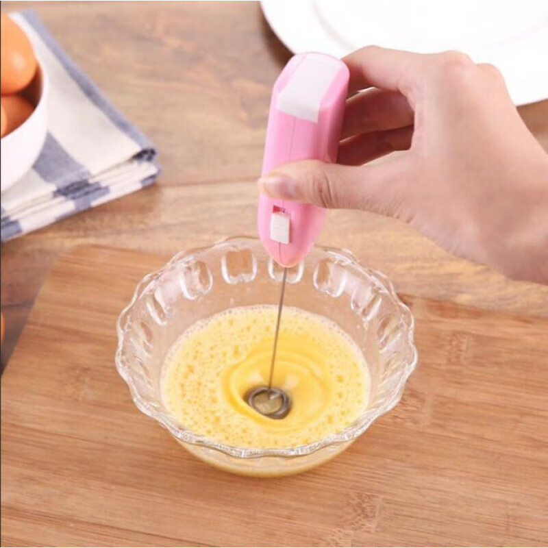 Shoumi Household Electric Egg Beater Creative Mini Handheld Kitchen Egg Coffee Milk Tea Mini Stainless Steel Blender Affordable No Picking Color - Bring Your Own Battery