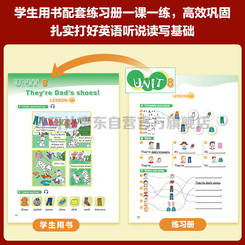 New Concept English Youth Edition Entry-Level B Learning Combo Student Book + Exercise Book (Smart Edition, 2 volumes in total, with key points overview video, word and sentence reading assessment, word practice, interesting dubbing for click reading) Children's English Introductory Enlightenment Textbook Primary School English Foreign Language Research Press