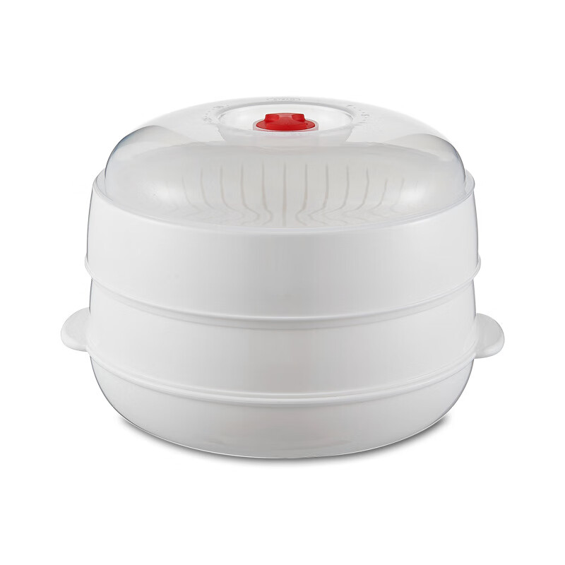 Japanese microwave oven heating steamer food-grade household water-added double-layer thickened container steamer steamer box steamer round single-layer microwave oven dedicated (no odor microwave steamer high temperature and low temperature resistance