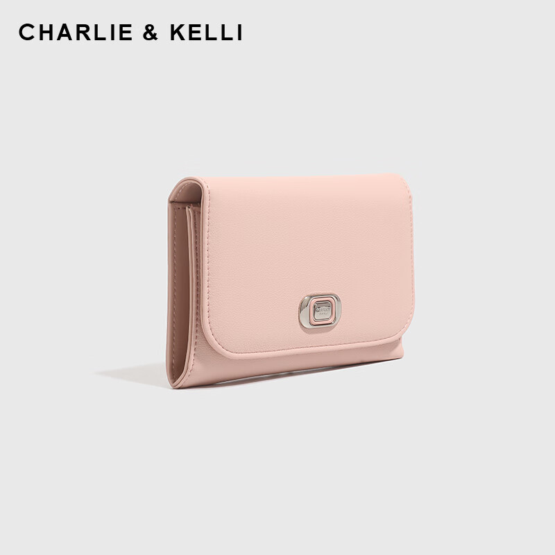 CHARLIE&KELLI CK brand wallet women's 2026 new short wallet multi-card slot coin purse card holder pink practical birthday gift for girlfriend and wife