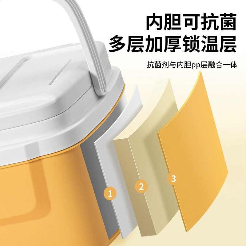 Sentai Insulated Box Refrigerator Home Car Outdoor Refrigerator Portable Cold Keeping Picnic Fishing Commercial Stall Ice Bucket 8L EPS Original-Lemon Yellow Keeps Cold 24h