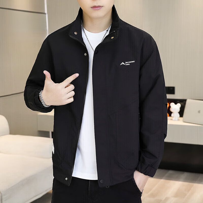 SUSTYLE high-end luxury men's high-end jacket men's 2025 spring and autumn new fashion simple trendy middle-aged jacket men's khaki plus velvet 3XL recommended 165-180 pounds