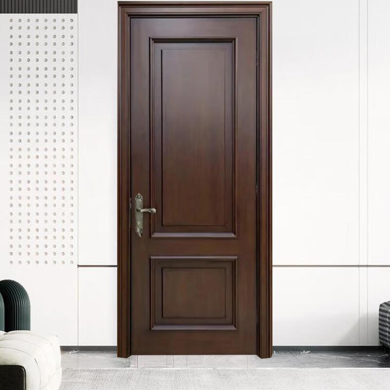 Wen Yijia new Chinese style black gold wooden door painted retro black walnut door bedroom soundproof indoor French door rubber wood solid wood