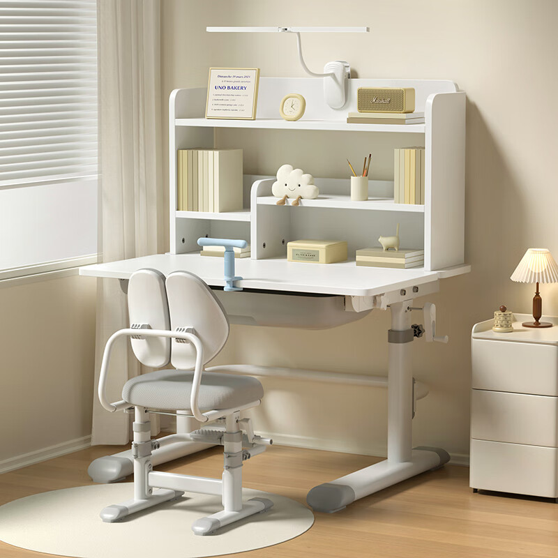 ZUNMIAN children's study table and chair set desk writing table liftable solid wood 80cm