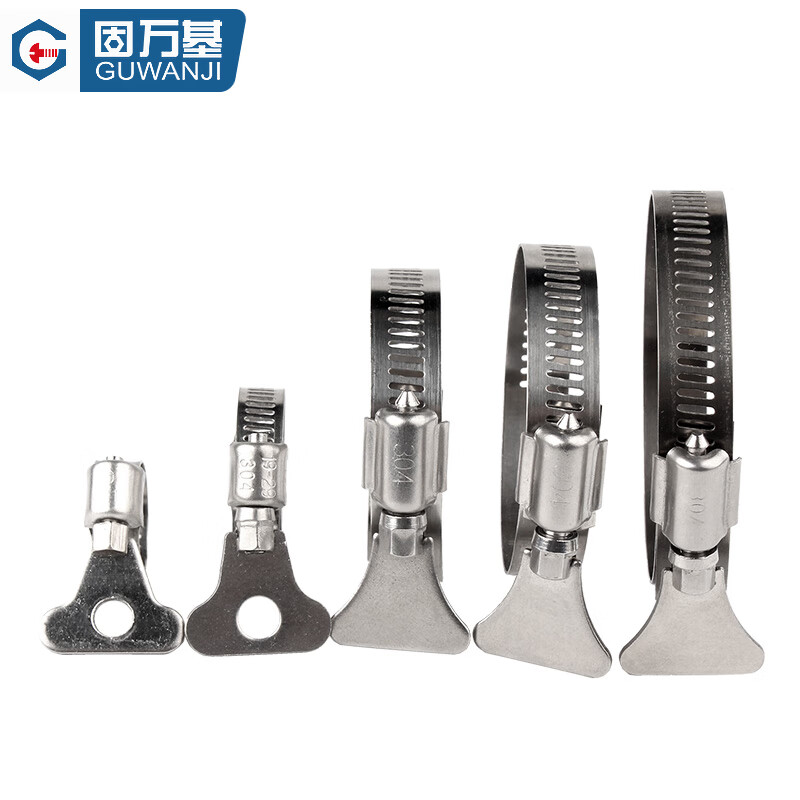GUWANJI hose clamp with handle 304 stainless steel handle pipe clamp hand twist clamp clamp clamp tightening clamp M6-12 (with holes) 10 pcs/pack