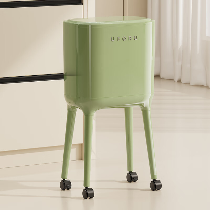 Kitchen star kitchen trash can for household use 2026 new style high-value removable large-capacity bend-free high-foot bucket with lid cream white 16L flagship model (with inner bucket/swivel wheels removable)