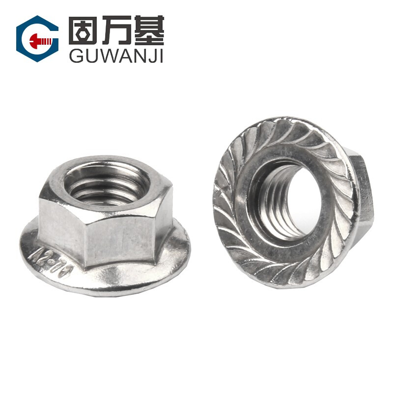 GUWANJI 304 stainless steel flange anti-loosening nut 316 hexagonal flange surface nut flower tooth anti-slip anti-loosening pad nut 304 material M6 (20 pieces)