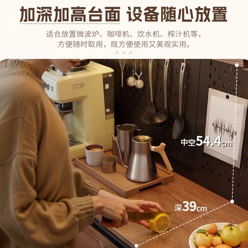 Solid wood sideboard and dining table integrated living room storage cabinet wall wine cabinet simple storage cabinet with folding dining table cabinet 1.6M single sideboard-walnut color