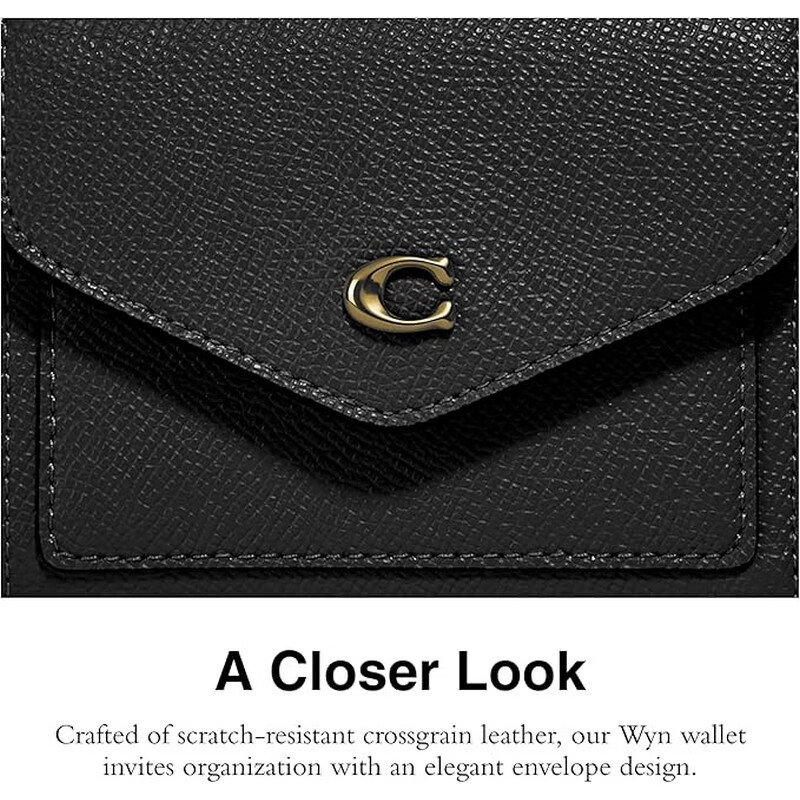 COACH Women's Wallet Wyn Colorblock Signature Canvas Small Leather Snap Flip Fashion Daily Card Holder 11971002 Black Classic os