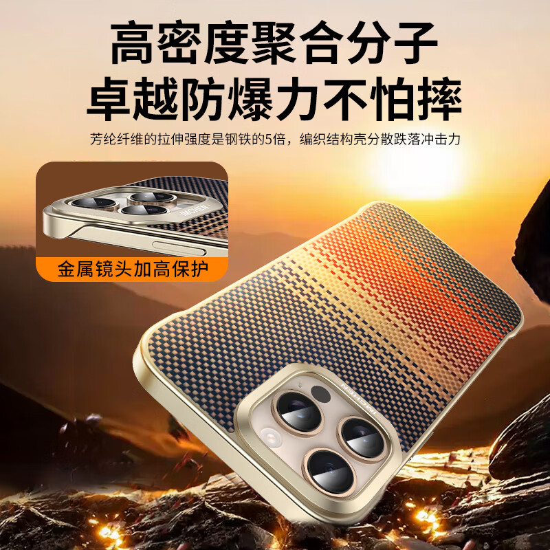 Aimeichen is suitable for iphone16promax mobile phone case magnetic magsafe aramid fiber Apple 16promax Kevlar mobile phone case for boys and girls ultra-thin frameless-red