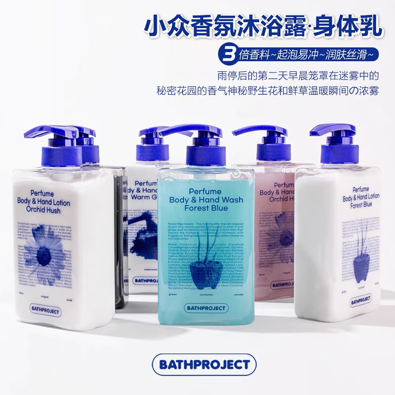 Korean niche BATHPROJECT fragrance shower gel body lotion large capacity 500ml long-lasting fragrance moisturizing WARM GRAY forest wood body lotion