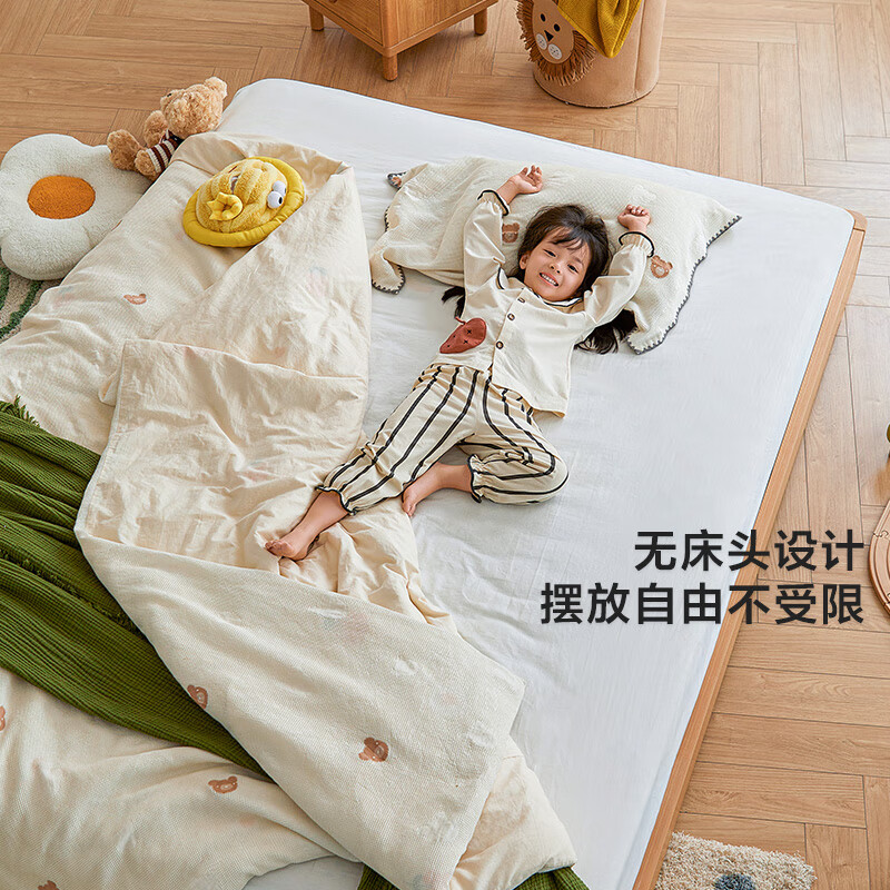 Lin's Home Montessori platform bed floor bed all solid wood single bed tatami baby crib children's bed LH127A1 rubber wood | row frame without bedside bed 1.2mx2m bed + 0 glue spine pad (13cm)