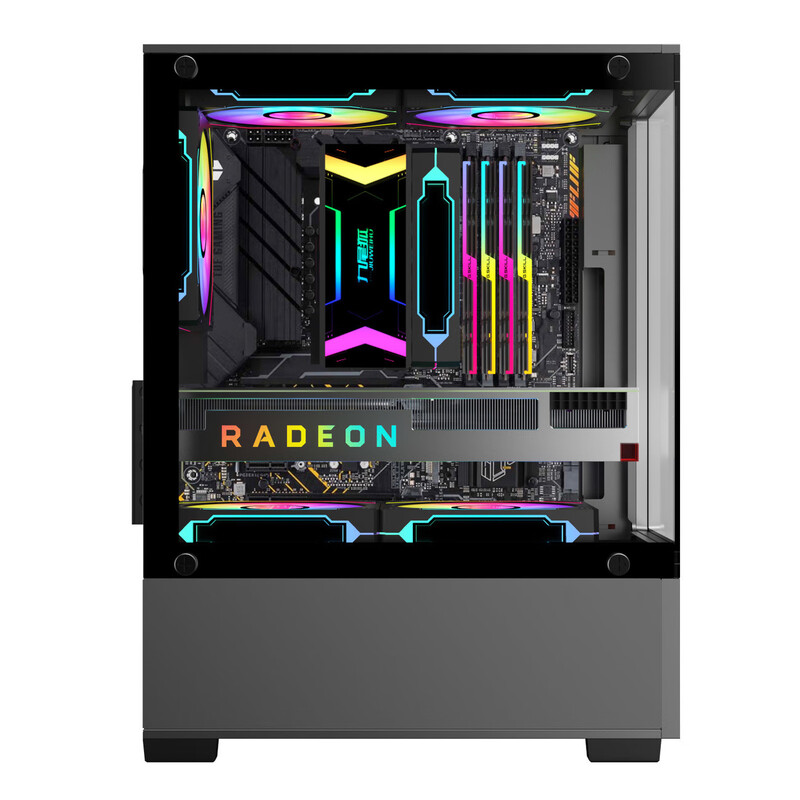 Jiuweihu sea view room column-free MINI computer case desktop double-sided glass side see-through/support MATX motherboard/120 water cooling T09 column-free MINI sea view room black + 5 PRO black