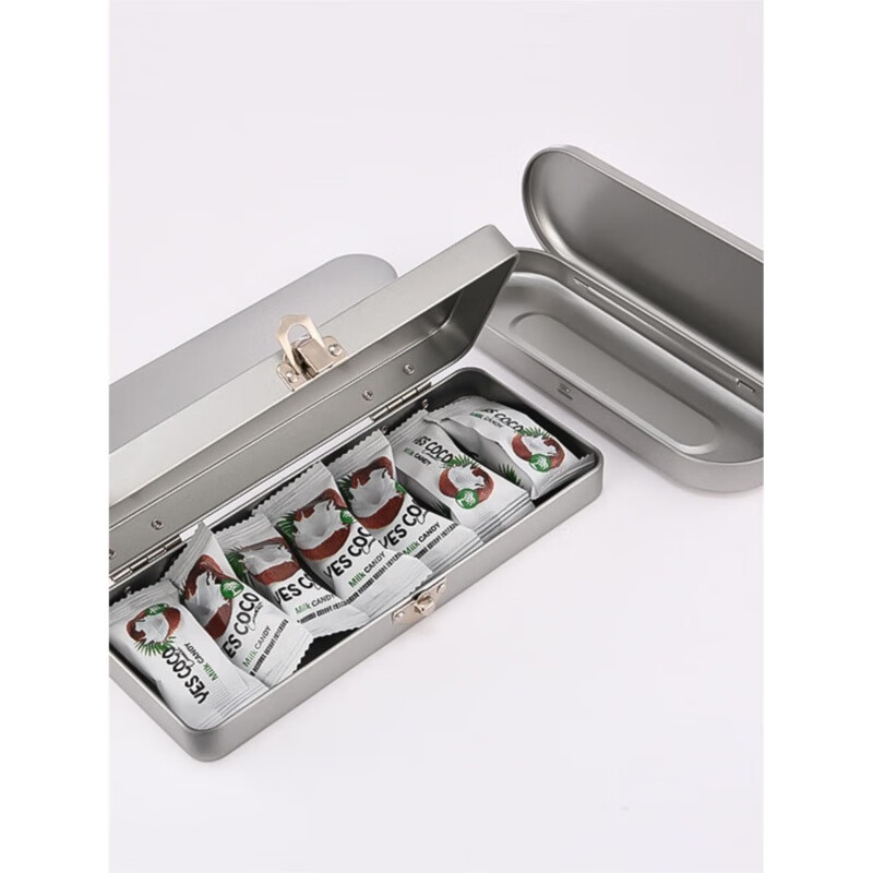 Tin box flip-top packaging pen stationery acne needle tweezers storage iron box frosted silver metal box rectangular iron box 20x8cm with lock