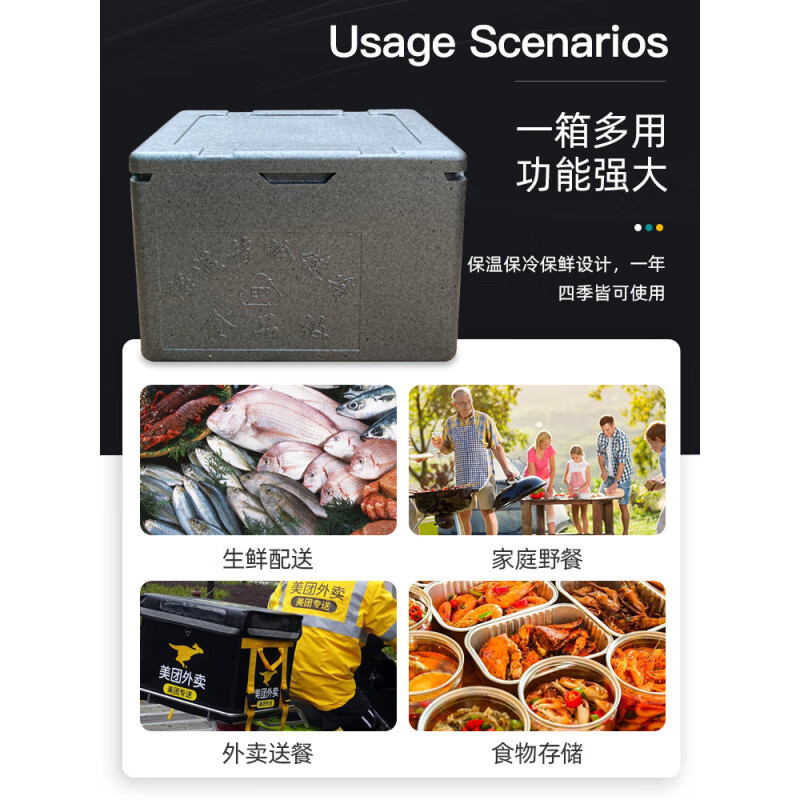 Large EPP food foam insulated box refrigerated box commercial stall outdoor thermal insulated car takeout box meal delivery box 52 liter gray box (with handle) 1