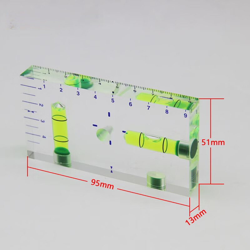 Vinoa fully transparent T-type two-way integrated small household mini level bubble level bubble level 95*13mm transparent T-type non-magnetic