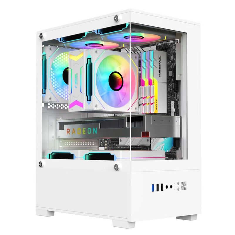 Jiuweihu sea view room column-free MINI computer case desktop double-sided glass side see-through/support MATX motherboard/120 water cooling T09 column-free MINI sea view room black + 5 PRO black