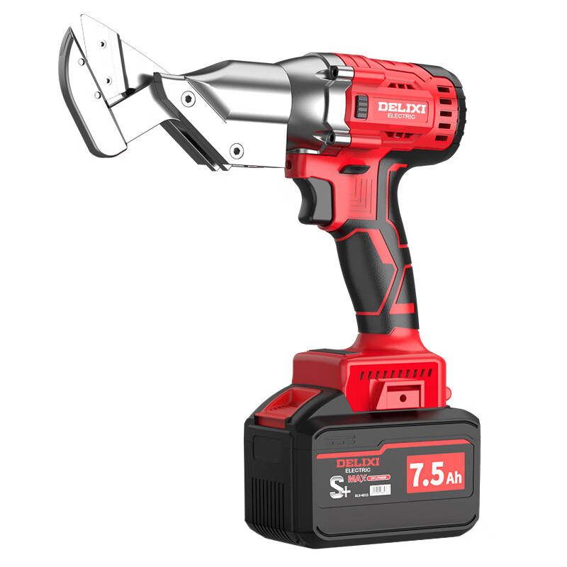 DELIXI ELECTRIC electric iron shears, industrial color steel tiles, aviation aluminum plates, stainless steel wire, gold mesh, portable brushless large straight and bent scissors 2.5AH one electric