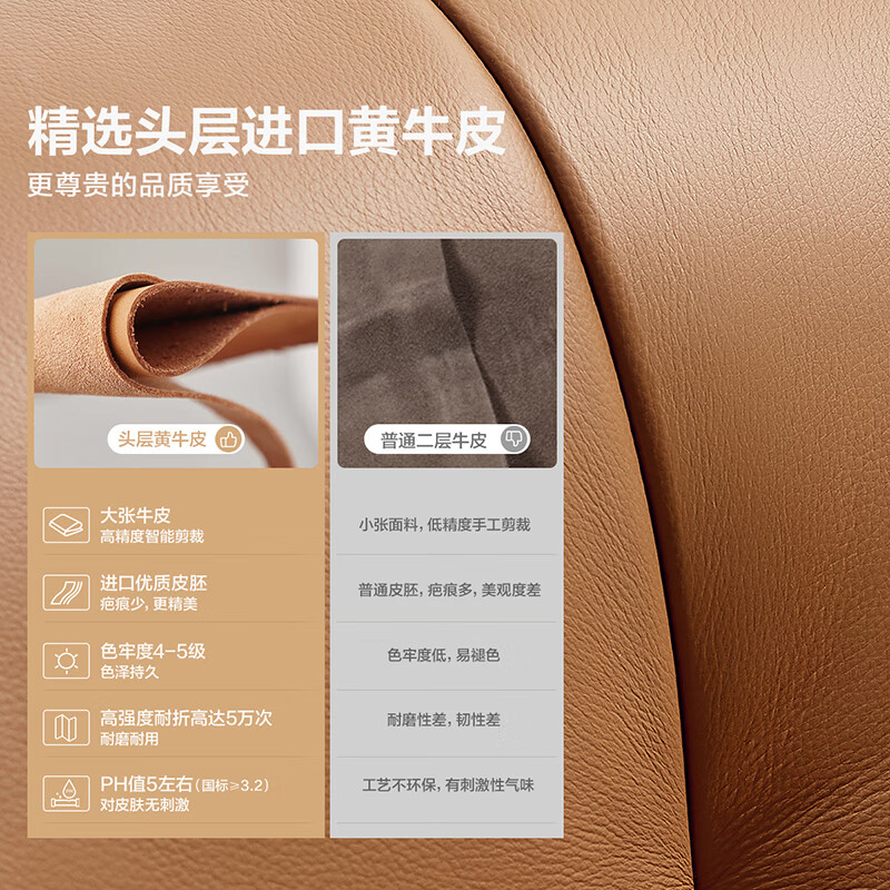 Quanyou Home Leather Sofa Chair Simple Cream Style First-Layer Cowhide Living Room Small Apartment Single Sofa Chair Furniture