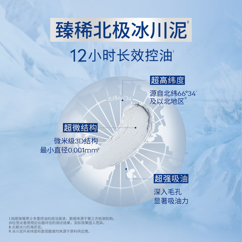 NIVEA Men's Long-lasting Refreshing Oil Control Facial Cleanser 100g Deep Cleansing Pores New Year's Gift