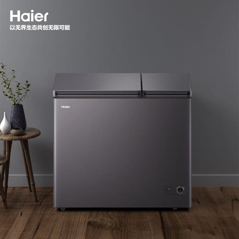 Haier Home Freezer Dual Temperature Double Box 365/293/216 Refrigeration and Freezing Dual-Purpose Horizontal Freezer Large Capacity Frost Reduction 80% Antibacterial and Pure Odor Cryogenic Quick Freeze Fresh Freezer Recommended 216L | PCM Steel Plate Liner + 80% Frost Reduction