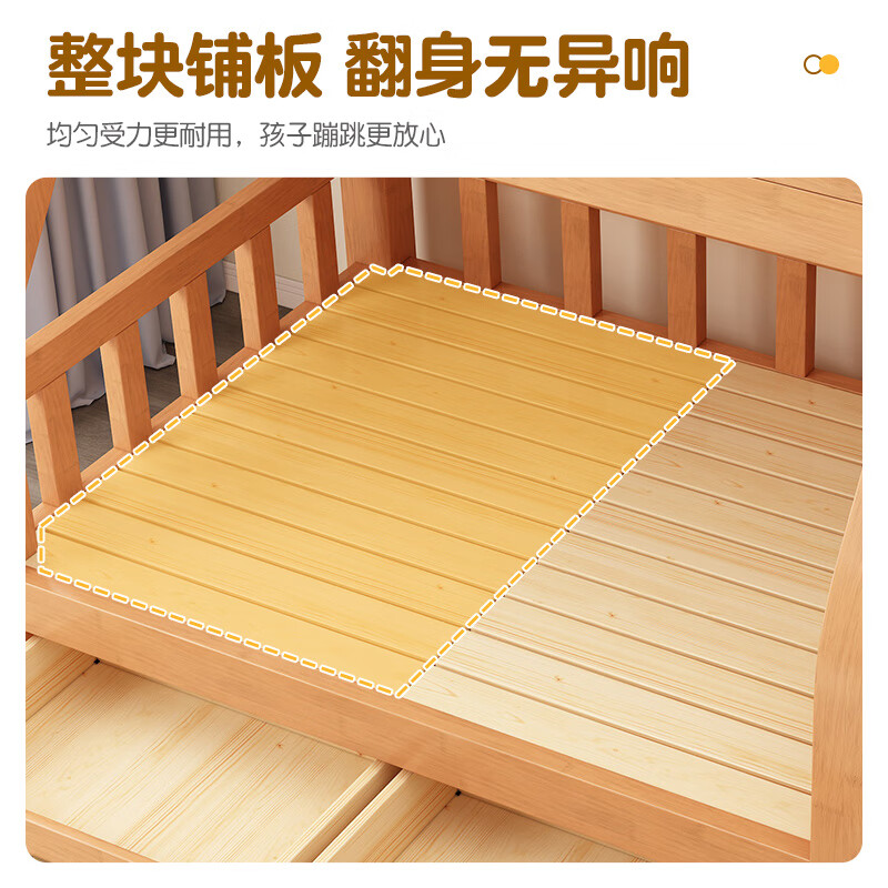 Rongjiang rubber wood bunk bed pure solid wood bunk bed high and low bed for boys and girls bunk bed children's bed double bed ladder type + 5CM coconut palm mattress * 2 1200mm * 2000mm upgraded and thickened