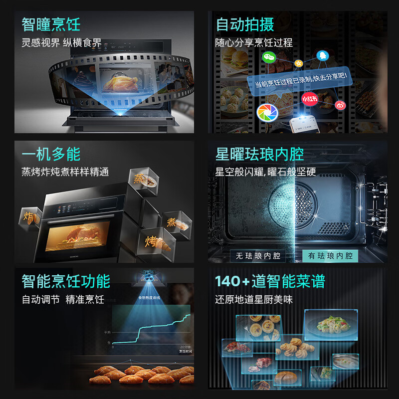 SIEMENS AI cooking smart five-in-one embedded steaming and baking all-in-one machine 58L Michelin vacuum cooking air frying steam oven household baking oven CS3T7MPG5W