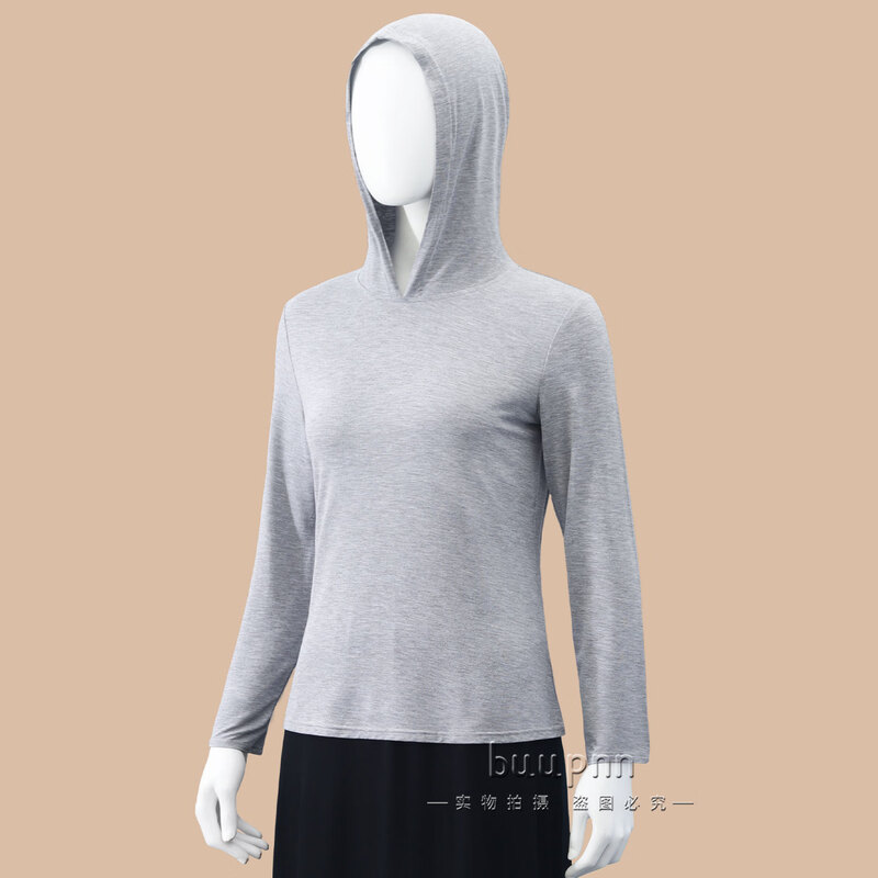 Bibo hooded back-bather special clothing for sunbathing in the dog days to nourish yang energy and sun protection, head covering neck, long-sleeved hooded top, hemp gray 2XL recommended 128-140 catties