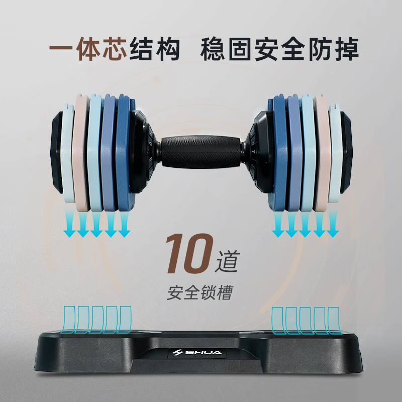 Shuhua adjustable weight dumbbell home professional fitness equipment Q690 11KG obsidian black*2