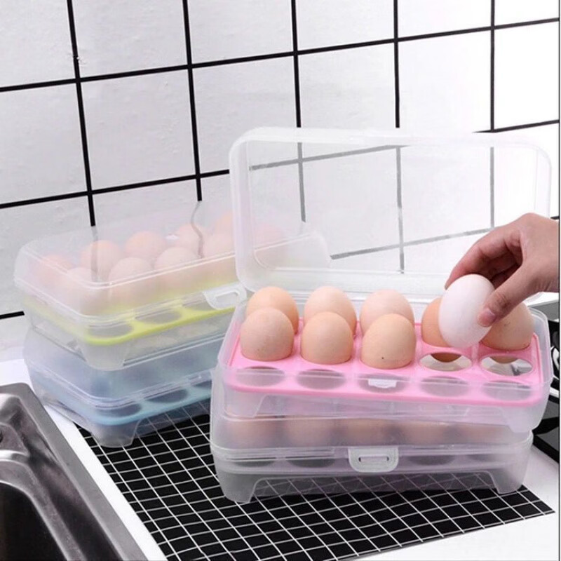 Runhuanian Kitchen 15-compartment egg storage box for refrigerator, egg preservation box, multi-layer egg box, plastic egg tray, event, buy one, get two free, three packs, random style