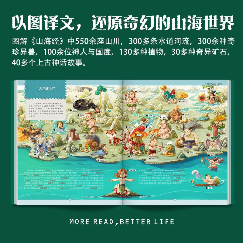 The Incredible Classic of Mountains and Seas, 2 volumes in total, hardcover with color pictures in large 8 format, Kuafu Chasing the Sun, Nuwa Mending the Sky, a collector's edition of the Classic of Mountains and Seas that children can read, phonetic notation of rare characters, adolescent and children's edition, extracurricular book for primary school students