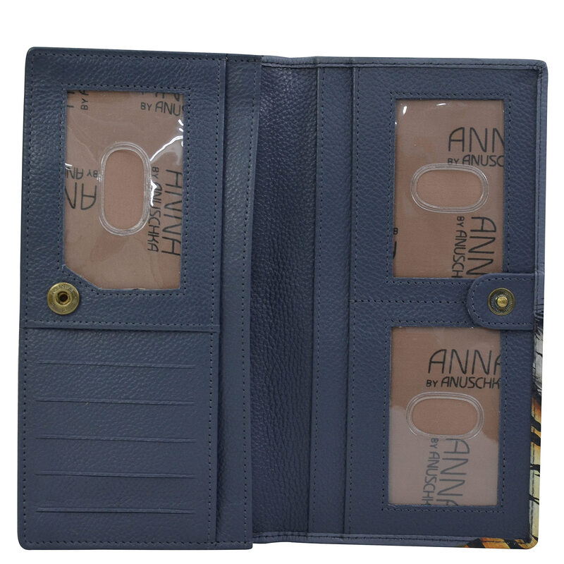 Anna by Anuschka Women's Hand Painted Leather Bifold Clutch, Royal Tiger Royal Tiger One Size