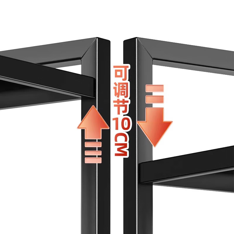 Home kitchen kitchen storage rack retractable rice cooker storage rack oven storage rack household countertop storage rack multi-function rack black 3-speed adjustment + hook