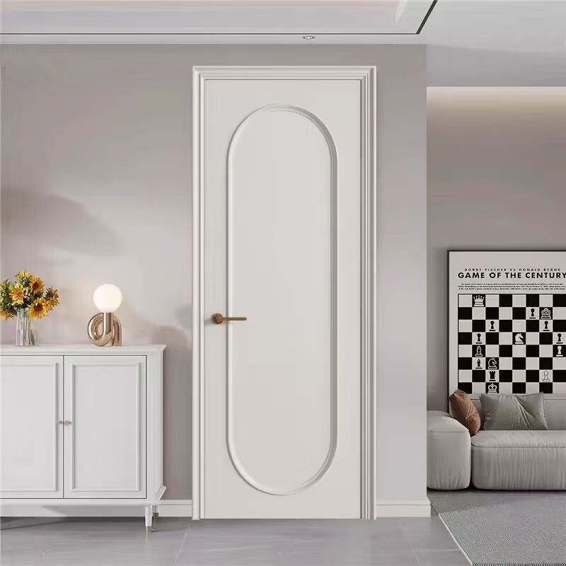 Solid wood door bedroom door French cream style painted door solid wood composite white room door silent suit door customization solid wood composite painted door 3