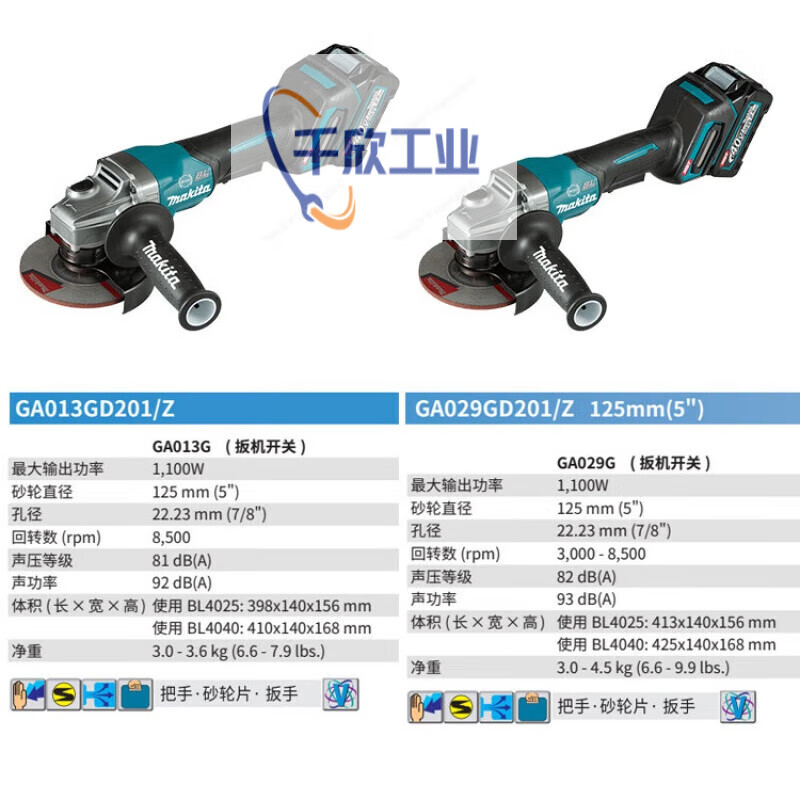 Makita GA013G GA029G angle grinder 40V lithium battery brushless angle grinder trigger type open GA013G 40V2.0 one battery and one charge