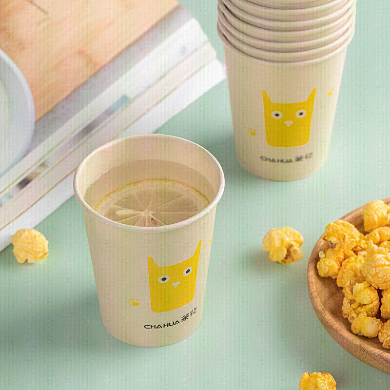 Camellia disposable paper cups 40 pieces packed with 225ml large puree thickened office business home water cup coffee cup