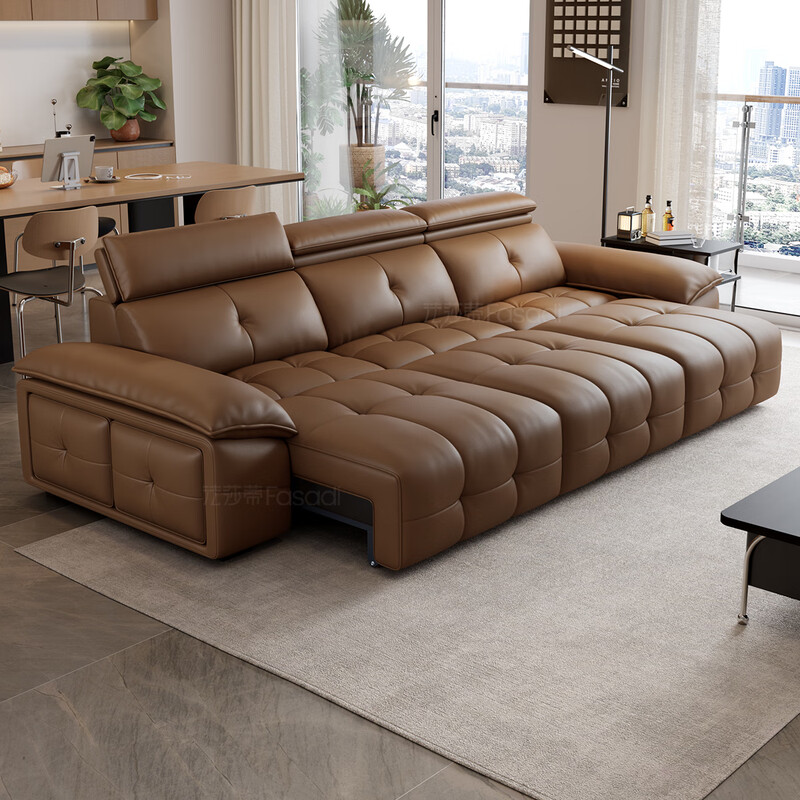 Fasati Government Subsidies Italian Minimalist Lawrence Zero Wall Electric Functional Sofa First Layer Cowhide Sofa SF1219 Leather Three Electric 3.1 Meter Single Support Single + Single + Single Support Single Flagship Version New Space Sitting 3.0mm Ultra Thick Semi-Green First Layer Cowhide