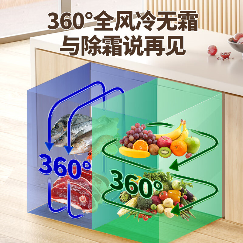 MESG horizontal refrigerator double-door household fully embedded frequency conversion first-level energy efficiency computer temperature control air-cooled frost-free undercounter kitchen cabinet 228 liters household large capacity short refrigerator high-end model/interstellar gray/ultra-thin table embedded dual-use/deep cooling quick freezing/first-level frequency conversion