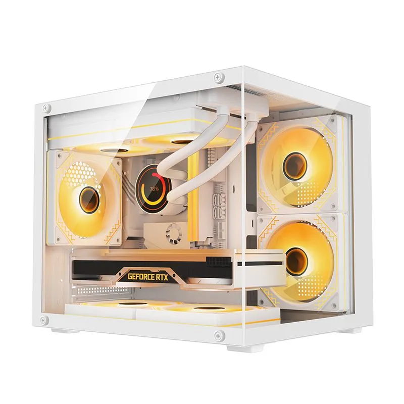 Panoramic room MINI PRO computer case desktop case ATX sea view room supports 360 240 water-cooled luxury case panoramic room MINI black + 3 ARGB fans