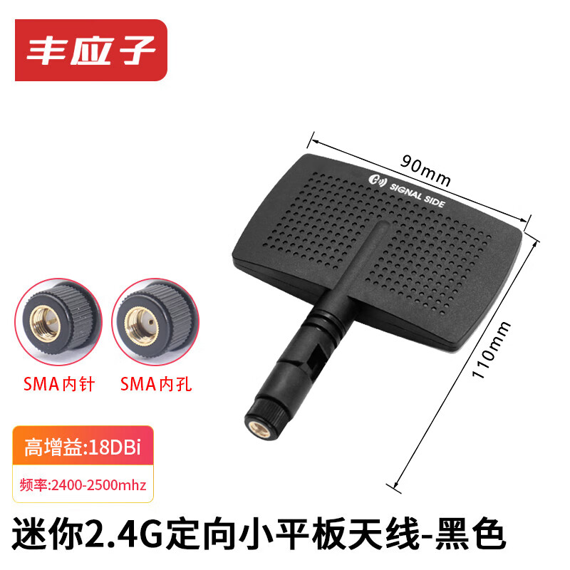 Fengyingzi Mini 2.4G directional small flat panel antenna SMA inner pin 2.4G/WiFi(18DBi)/Black FYZ-M5A2