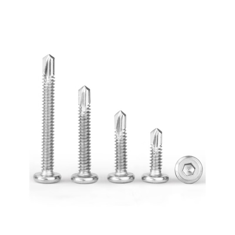 Thousand speed wheel 410 stainless steel flat head hexagonal drill tail screws self-tapping self-drilling dovetail wire color steel tile screws M5.5*25 100 pieces 410