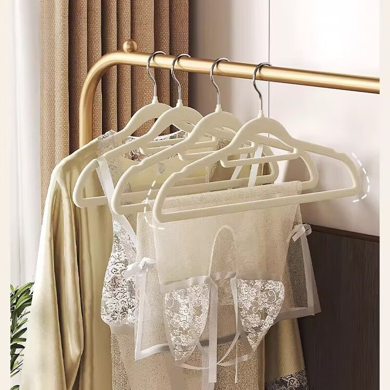 Good wife flocked clothes hanger milk white household anti-slip non-marking non-snaking revolving hook head bedroom wardrobe clothes hanger